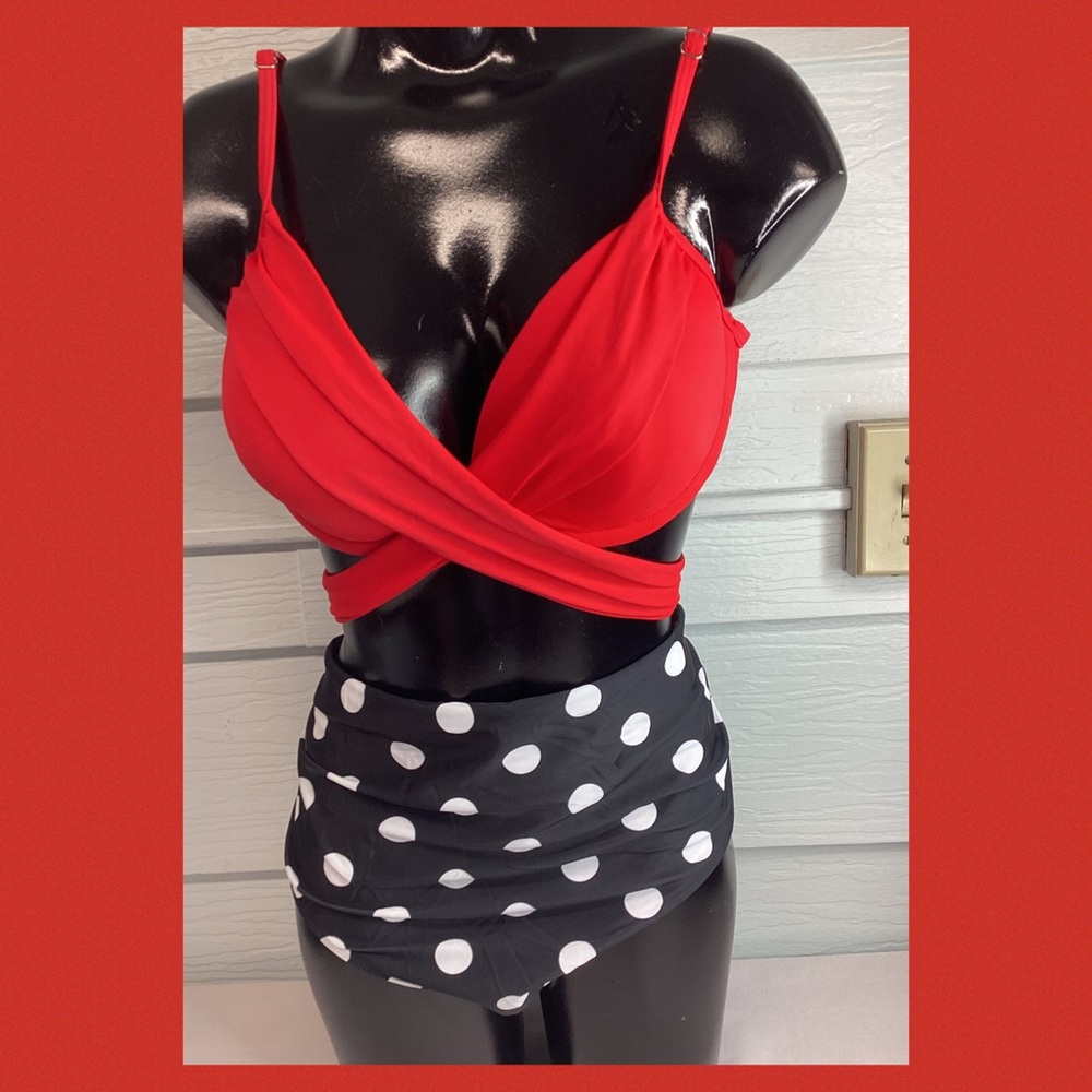 Red and Black Polka Dot Swimsuit